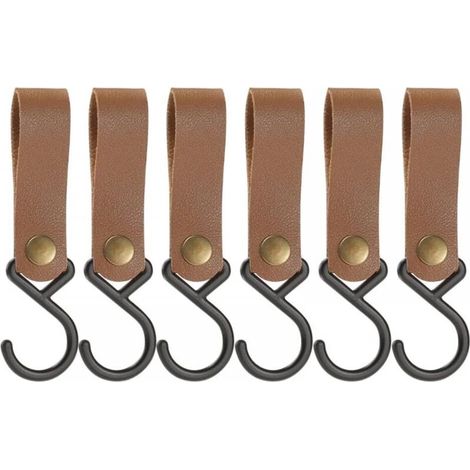 Bardusch Lot de 6 Crochets en Forme de S en Cuir,Crochets en S en Acier Inoxydable pour Accrocher des Casseroles,Casseroles,Tasses à café,Vêtements,Ustensiles d'extérieur（Kaki） (1/5)