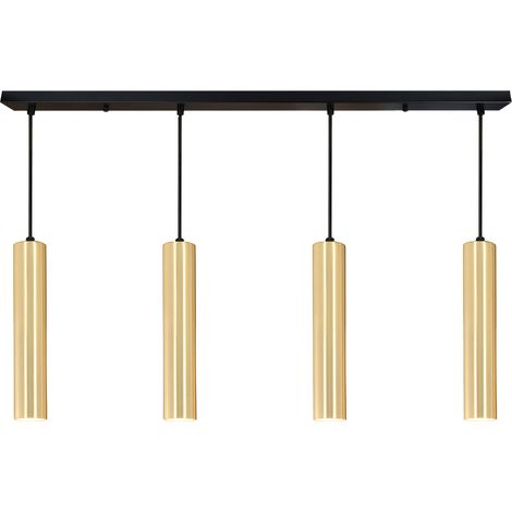 Lámpara colgante cuádruple lineal tubos 30cm GU10 dorado (1/5)