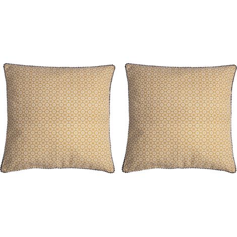 Lot de 2 coussins 50x50 cm en coton curry - CHAMBRAY