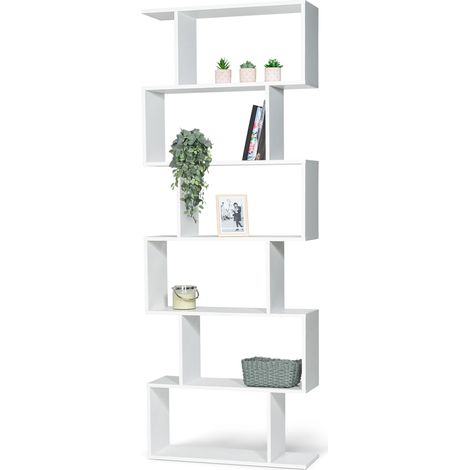 Bücherregal SOFIA S-Form Holz weiß 189 cm