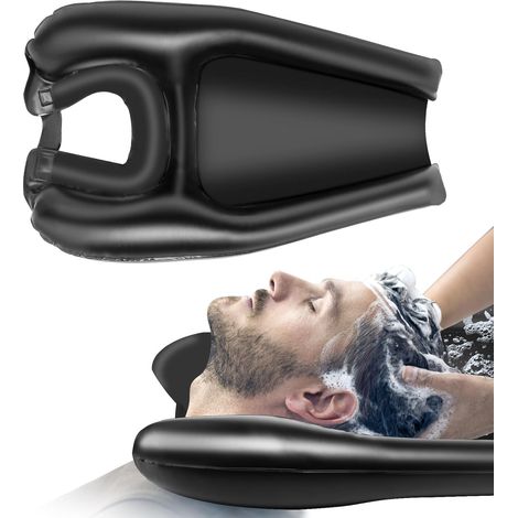 Bassin Lavage Cheveux Gonflable - 1 Unité - PVC Imperméable - Avec Drainage Et Appui-tête - Pour Personnes Âgées Et Enfants - Noir (1/5)