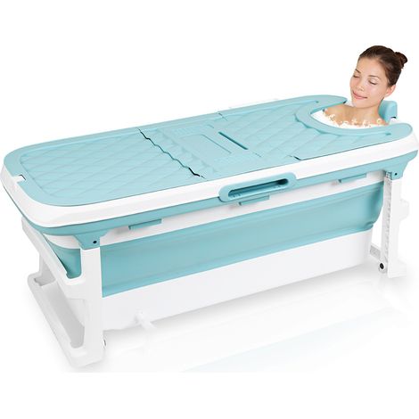 Randaco Badewanne Erwachsene tragbar Badewanne Faltbare Wannemit Abdeckung für Dusche und Spa 132cm