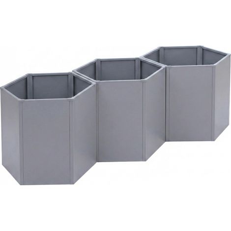 3er-Set Hochbeet HHG-457, Metallhochbeet Gemüse-/Pflanzbeet Blumenkasten Pflanzkübel Stahl 77x264x100cm grau