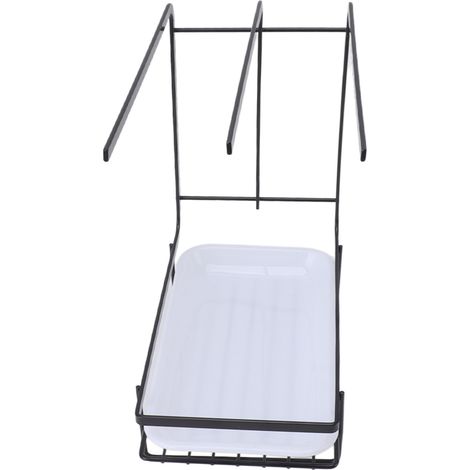 Porte-éponge avec bol d'égouttage, séchage rapide, fond creux, égouttoir à vaisselle en acier inoxydable noir pour évier de cuisine ou de salle de bain (1/5)