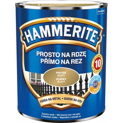 Vernice per metalli Hammerite Straight to Rust, colore oro lucido, 0,7 l