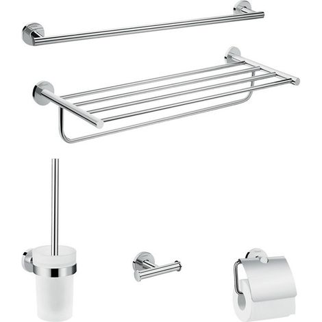 Set de 5 accessoires de salle de bains chroméé