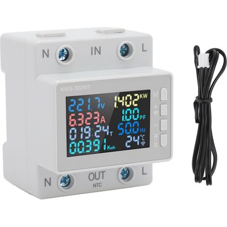 Voltmètre-ampèremètre professionnel de haute précision avec télécommande mobile WiFi et protection contre les coupures de courant, 63 A, 170-270 V-AquaForge (1/5)