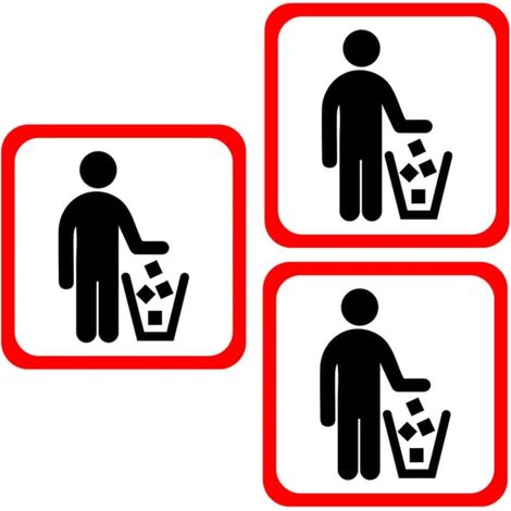 Autocollant Mural Panneau D'avertissement pour Poubelle, Lot de 3 Pvc Noir et Rouge, Adhésif Amovible sans Résidu, Usage Maison et Toilettes (1/5)