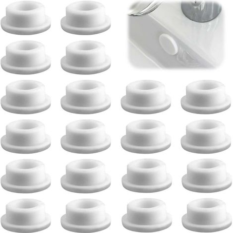 Sollbry Cache Trou Evier, 20 Pièces Blanc Trop Plein Lavabo, Bouchon Trop Plein Lavabo Caoutchouc, Excellente Étanchéité, pour Lavabos, Baignoires, Éviers de Cuisine (1/5)