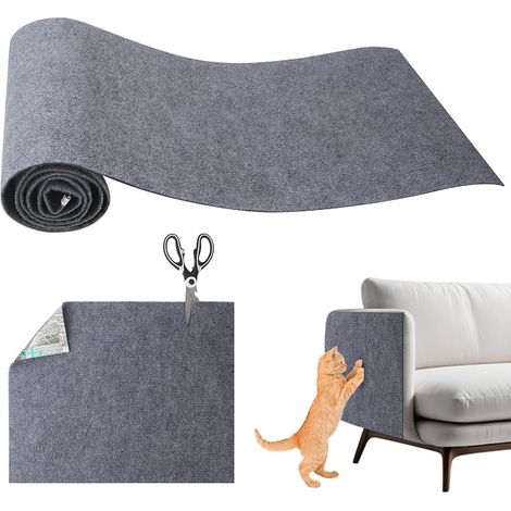 Protection Canape Chat Anti Griffe, 200 x 40 cm Protection Canape Chat, Auto-Adhésif Griffoir pour Chats Griffoir pour Facile à Couper,Meubles,Murs,Sisal et Moquette (Gris) (1/5)