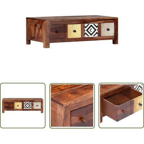 The Living Store Table basse 90x50x30 cm Bois massif - Table Basse Vintage - Table Basse Design - Table Basse Acacia - Meubles Mid Century - Mobilier Contemporain (1/5)