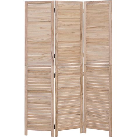 [NEUWERTIG] Paravent HHG-506b, Raumteiler Trennwand Sichtschutz, Vintage Paulownia Holz 180x120cm natur (1/5)