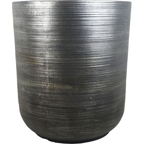 39cm x 33cm Coya Silver Ridged Planter Large Composite Plant Pot