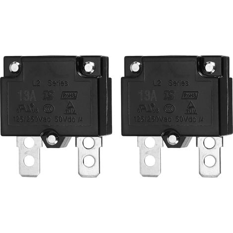 Pcs Push Button Circuit Breaker 13Amp, 125/250V AC 50V DC Thermal Overload Protection Automatic Reset Thermal Circuit Breaker for Cars (1/5)