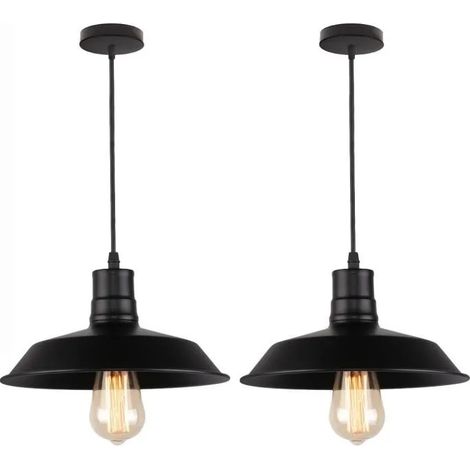 U-Do 2Pcs Lustre Suspension Luminare Vintage Lampe Cage en Fer Noir E27 26CM décoration Cuisine Couloir Salon (1/4)