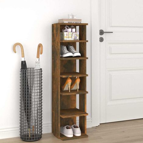 Shoe Rack Smoked Oak 27,5x27x102 cm Engineered Wood vidaXL
