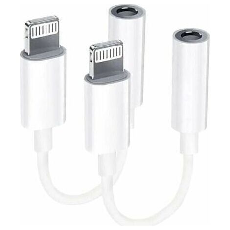 【2 Pack】Adaptateur Lightning vers jack 3,5 mm Adaptateur casque de certification MFI pour iPhone Séparateur de câble audio AUX Compatible avec iPhone 13/12/11/XS/XS Max/XR/ pour tous les systèmes iOS