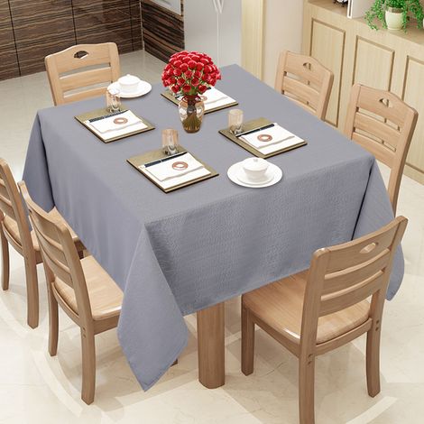 Nappe carrée imperméable grise à rayures fines 140x140 cm – Anti-taches, facile à nettoyer – Idéale cuisine, salle à manger, Noël, supplémentaireérieur – Table de jardin, tissu qualité allemande, colo (1/5)