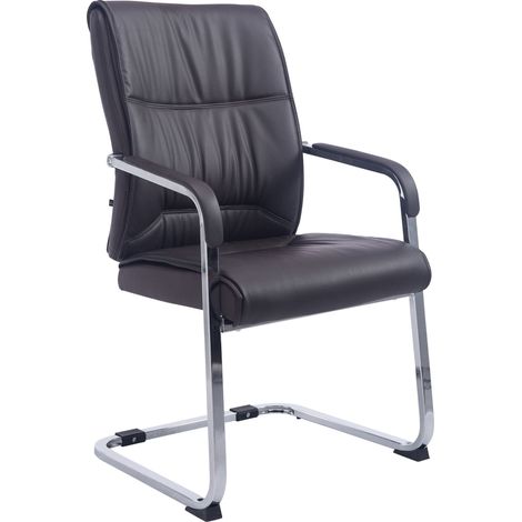 Sedia da ufficio senza ruote sedia visitatore senza ruote fino a 260 kg in PVC marrone 100002774