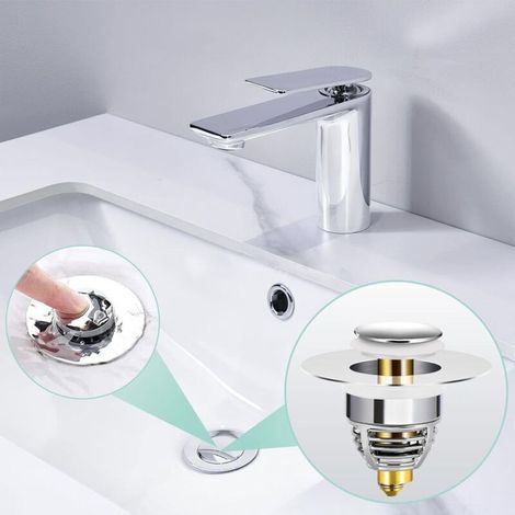Universel Bonde de Lavabo Pop-Up, 2 Pièces Flitre de Vidange Anti-Bloqué, Bonde de Baignoire Anti-Odeur pour Les Trous de 32 à 40mm