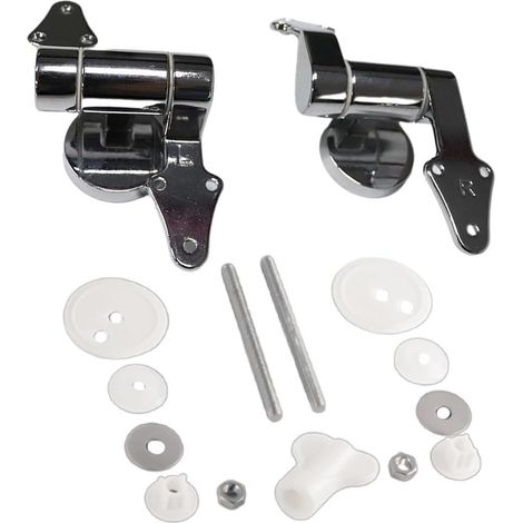 Pack of 2 Zinc Alloy Toilet Seat Hinges, Toilet Seat Hinges for Most Toilet Seats, Replacement Hinges Made of Toilet Seat Replacement Parts, Anti-Shock Adjustable Toilet Seat Hinges Replacement Parts (1/5)