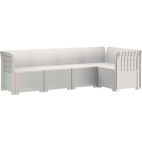5-Seater Garden Sofa Rattan Look PP White vidaXL (1/5)