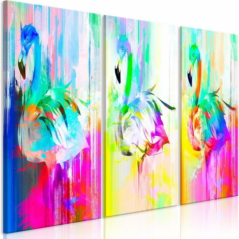 Tableau flamants roses colorés - 120 x 80 cm (1/4)