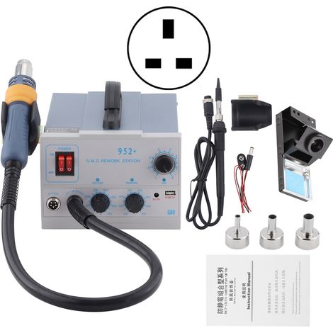 Station de soudage 2 en 1 réglable 952 + pistolet à air chaud pour dessouder et souder, kit fer à souder (prise UK 220V AC) (1/5)