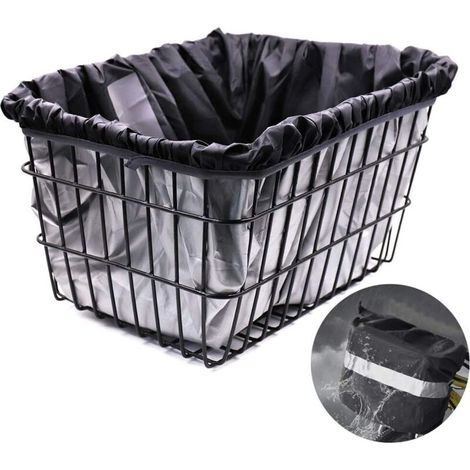 Housse de panier de vélo imperméable, noire, 43 x 20 x 20 cm, compatible avec la plupart des paniers de vélo (panier non inclus). (1/5)