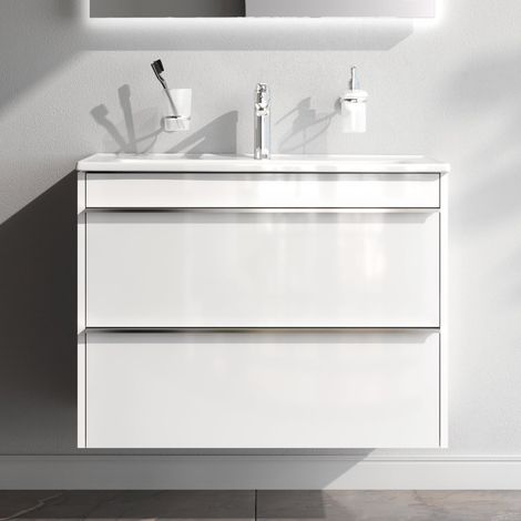 AM.PM Badmöbel Set Badezimmerschrank mit Waschbecken Hängender Waschbecken mit Unterschrank mit Soft Close, mit 2 Schubladen, 80 cm, Weiß glänzend