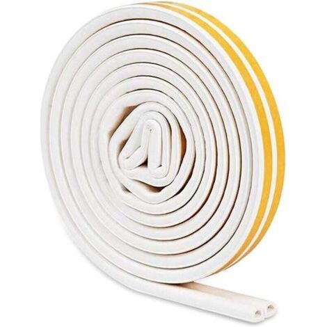 (6M)Joint Porte Isolation, Bande de Joint d'Étanchéité en Caoutchouc 9mm(L) X 6mm(H), Mousse Adhesive, D-Profil Calfeutrage Fenetre pour Preuve de Collision (1/5)