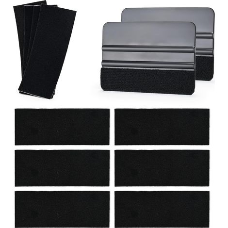 Raclette Feutrine Kit - 2pcs Raclette Feutrine avec 10pcs Feutre de Remplacement, Raclette Film de Fenêtre 4INCH, pour Films Fenêtre et Films de Voiture (1/5)