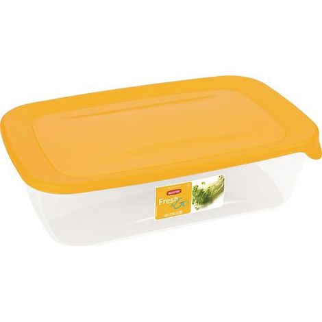 Contenedores Curver Freezer-seguros rectangulares de almacenamiento de alimentos de plástico con tapa amarilla, Set 5 piezas (1 l), EF503742