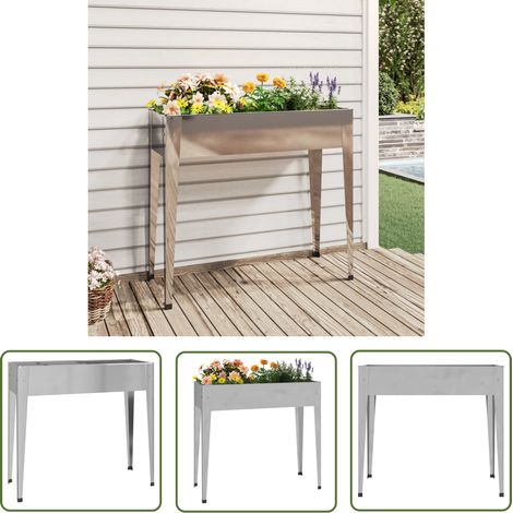The Living Store Pflanzkübel 100,5x40,5x90 cm Verzinkter Stahl - Hochbeet - Blumentopf - Pflanzgefäß - Stahltöpfen - Gartendeko (1/5)