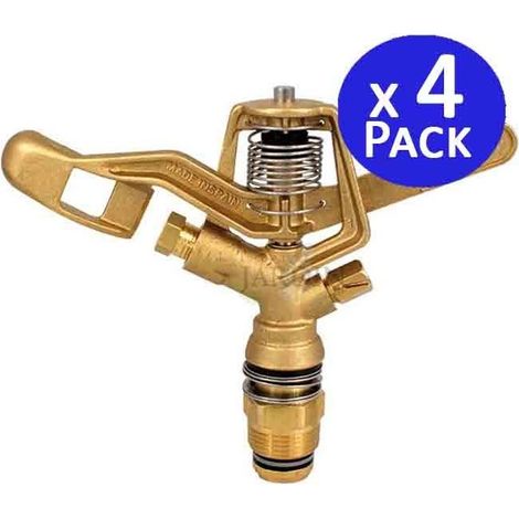 Pack 4 Aspersores Latón Circular 3/4" Macho, Alcance 13 a 18 Metros, Riego Profesional