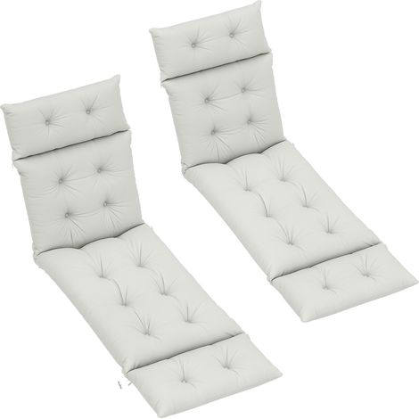 Set of Two 190 x 56cm Sun Lounger Cushions - Light Grey