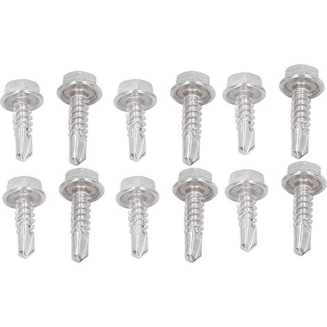 Vis à tôle autoperceuse 100 pièces, tête hexagonale à rondelle, 4,8x16mm et 4,8x19mm, acier inoxydable, kit de fixation (1/5)
