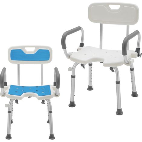 AUFUN Chaise de Douche Ergonomique Hauteur Réglable avec Accoudoirs et Dossier Amovibles- Tye B