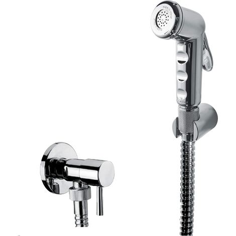 Kit de douche pour WC 14176 – Douchette en ABS chromé – Flexible laiton 120 cm – Support mural inclus – Damast