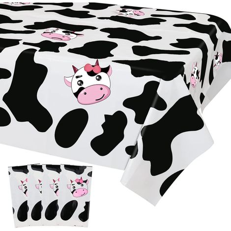 Nappe en plastique motif vache lot de 4 130x220cm imperméable pour fêtes