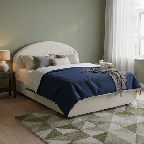 Talamo Italia Letto matrimoniale Cora, Letto contenitore con rivestimento in tessuto, 100% Made in Italy, Apertura frontale, con materasso Cm 160x190 incluso, Bianco, con imballo rinforzato (1/5)