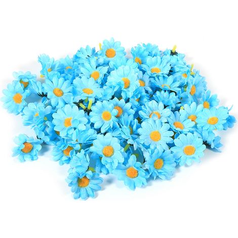 100PCS Gerbera Daisy 4cm Artificial Flower Heads Wholesale Lot Craft Wedding (10 Light Blue)