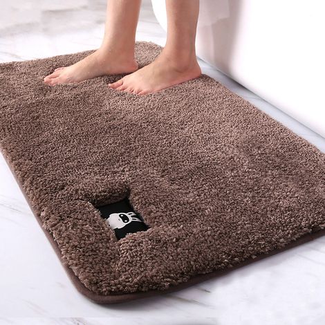 Tapis de bain antidérapants, tapis de douche en microfibre douce et moelleuse, absorbant, lavable et à séchage rapide pour le sol de la salle de bain, lot de 2