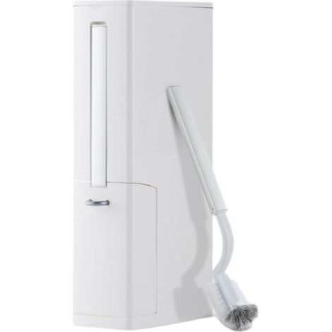 1 Ensemble Poubelle et Brosse WC, Design Étroit 4-en-1, Support Inclus, pour Salle de Bain (1/5)