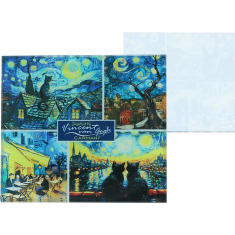 Carmani, posavasos de cristal de 11,5 x 11,5 cm inspirado en una pintura de Van Gogh. (1/2)