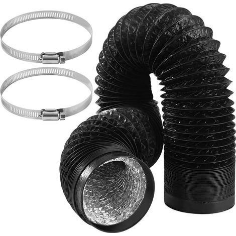 PVC-Lüftungsschlauch, 100 mm, 2,5 m Länge mit 2 Edelstahlklemmen, für mobile Klimaanlagen und Lüftungskanäle