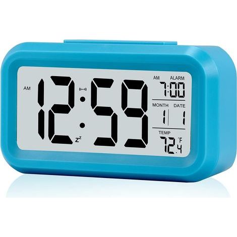 Réveil pour enfants, horloge de table numérique à piles, avec veilleuse intelligente, température, fonction snooze, petite horloge électronique pour table de chevet de chambre à couche (1/5)