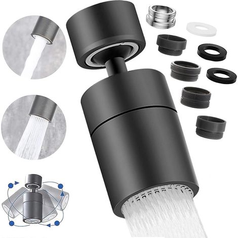 LaBlanc – Wasserhahn-Luftsprudler, 360° drehbare Küchen-Wasserhahn-Düse, 2 Luftsprudler-Modi, wassersparender Wasserhahn, für Wasserhahn für Küchenspülen, Badezimmer, Waschbecken (schwarz)