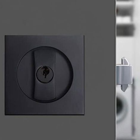 (6.6×6.6×4cm)Serrure à bouton Catch Lock, serrure de porte coulissante carrée intégrée avec clé (1/4)