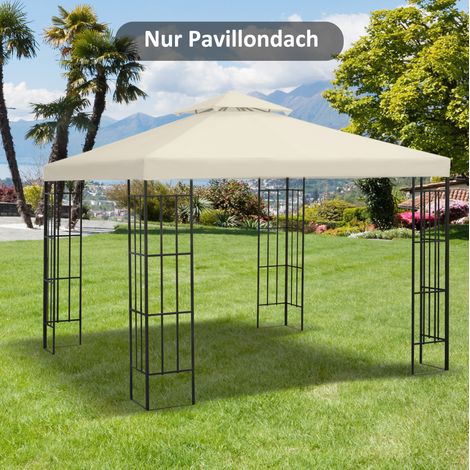 Ersatz-Pavillondach 3 x 3 m Doppeldach, Polyester 180 g/m², cremeweiß OKMYHOME (1/5)